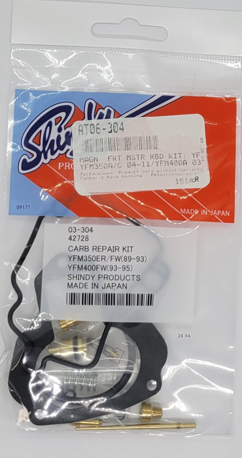 REBUILDERS CHOICE Shindy Carburetor Rebuild Kit 03-304 & CUSTOM JETTING 1989-1993 YAMAHA YFM350 MOTO 4 / 1989-1997 BIG BEAR 350 4X4 / 1993-1995 KODIAK 400 4X4