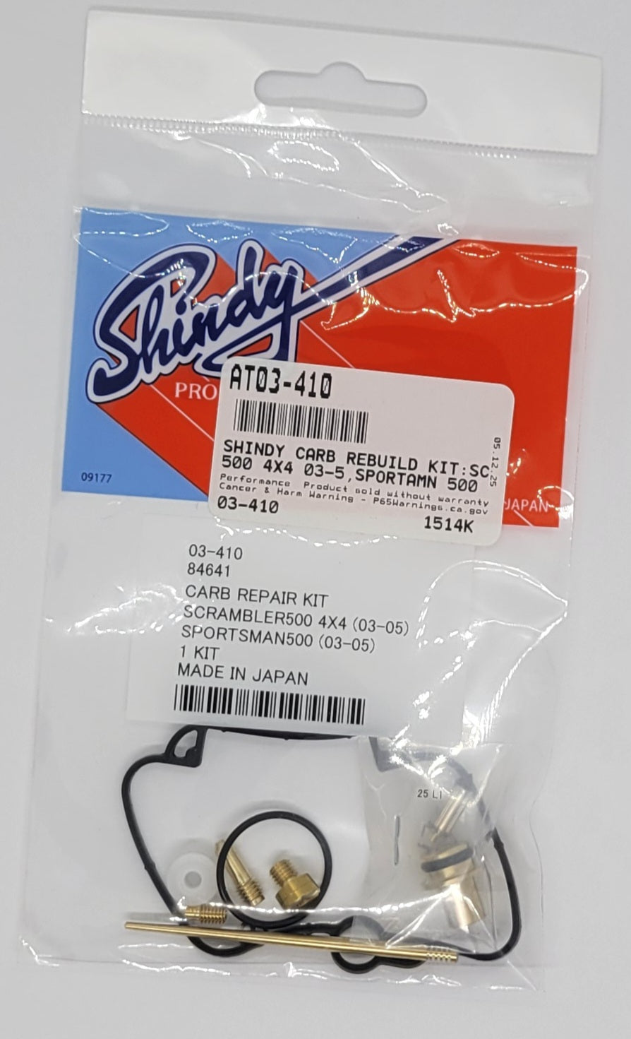 REBUILDERS CHOICE Shindy Carburetor Rebuild Kit 03-410 & CUSTOM JETTING 2003-2005 POLARIS SCRAMBLER 500