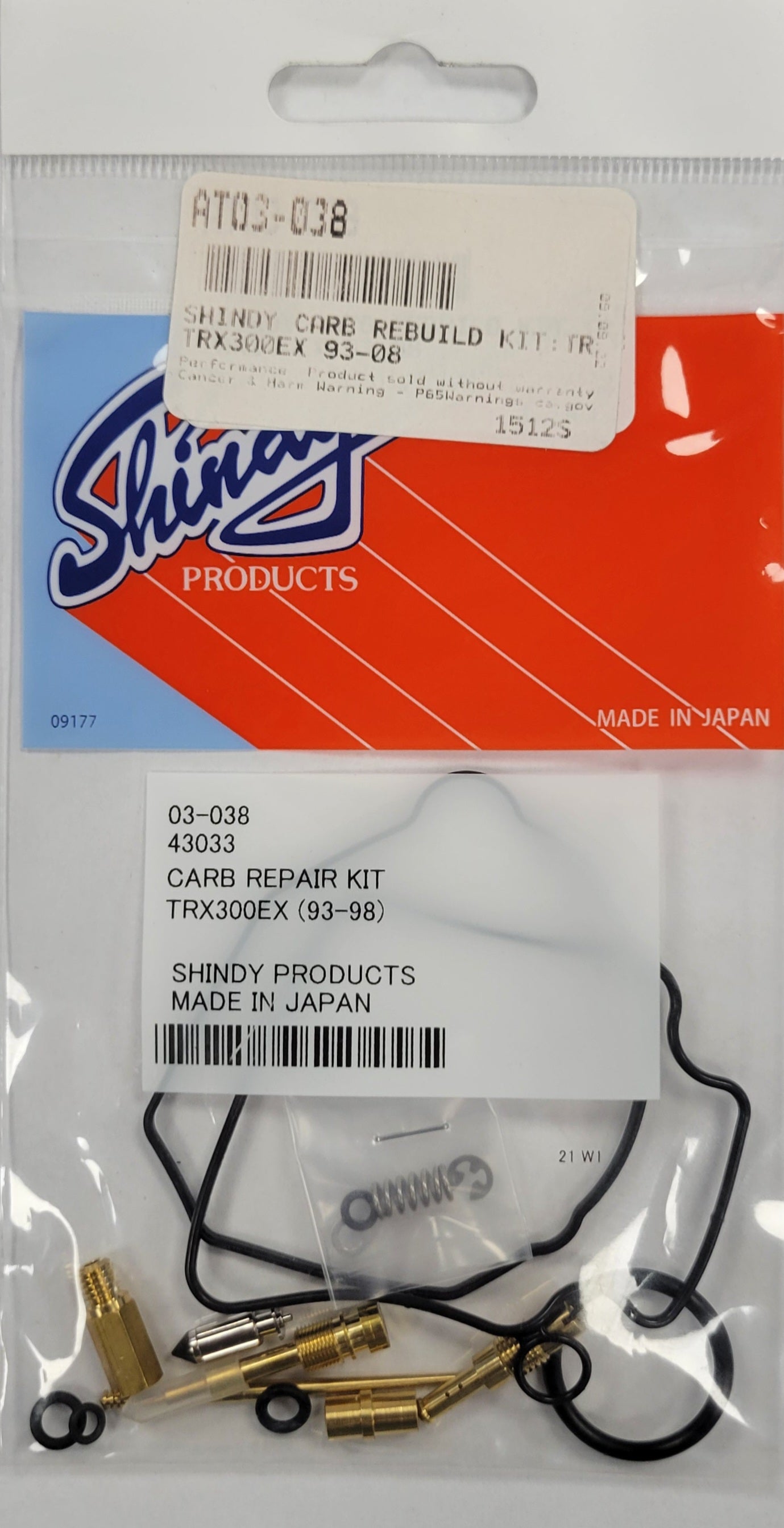 REBUILDERS CHOICE Shindy Carburetor Rebuild Kit 03-038 & CUSTOM JETTING 1993-2008 Honda TRX300EX