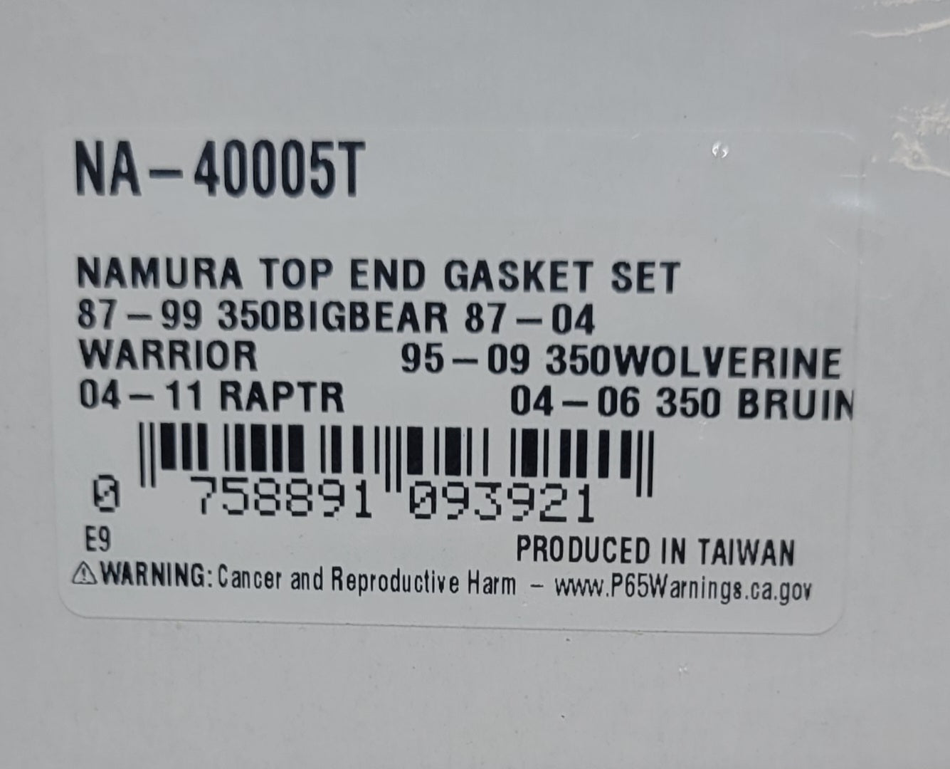 NA-40005T NAMURA 83mm TOP END GASKET SET FOR 1987-2004 YAMAHA WARRIOR 350 / 2004-2013 YAMAHA RAPTOR 350