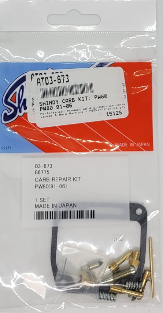 SHINDY CARBURETOR REBUILD KIT 03-873 1991-2006 YAMAHA PW80 DIRT BIKE