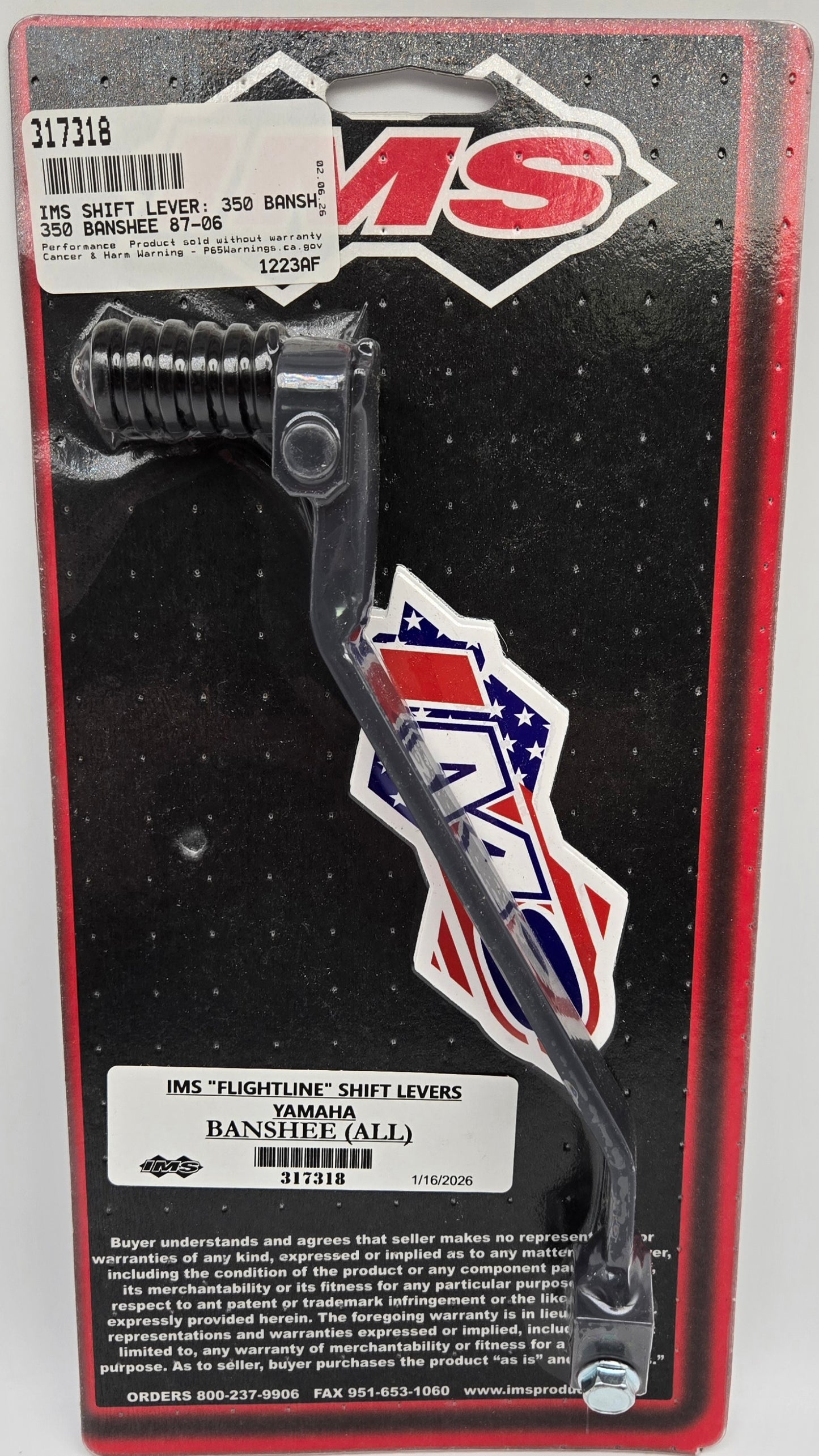 IMS FLIGHTLINE FOLDING SHIFTER LEVER 317318 FOR 1987-2006 YAMAHA BANSHEE 350