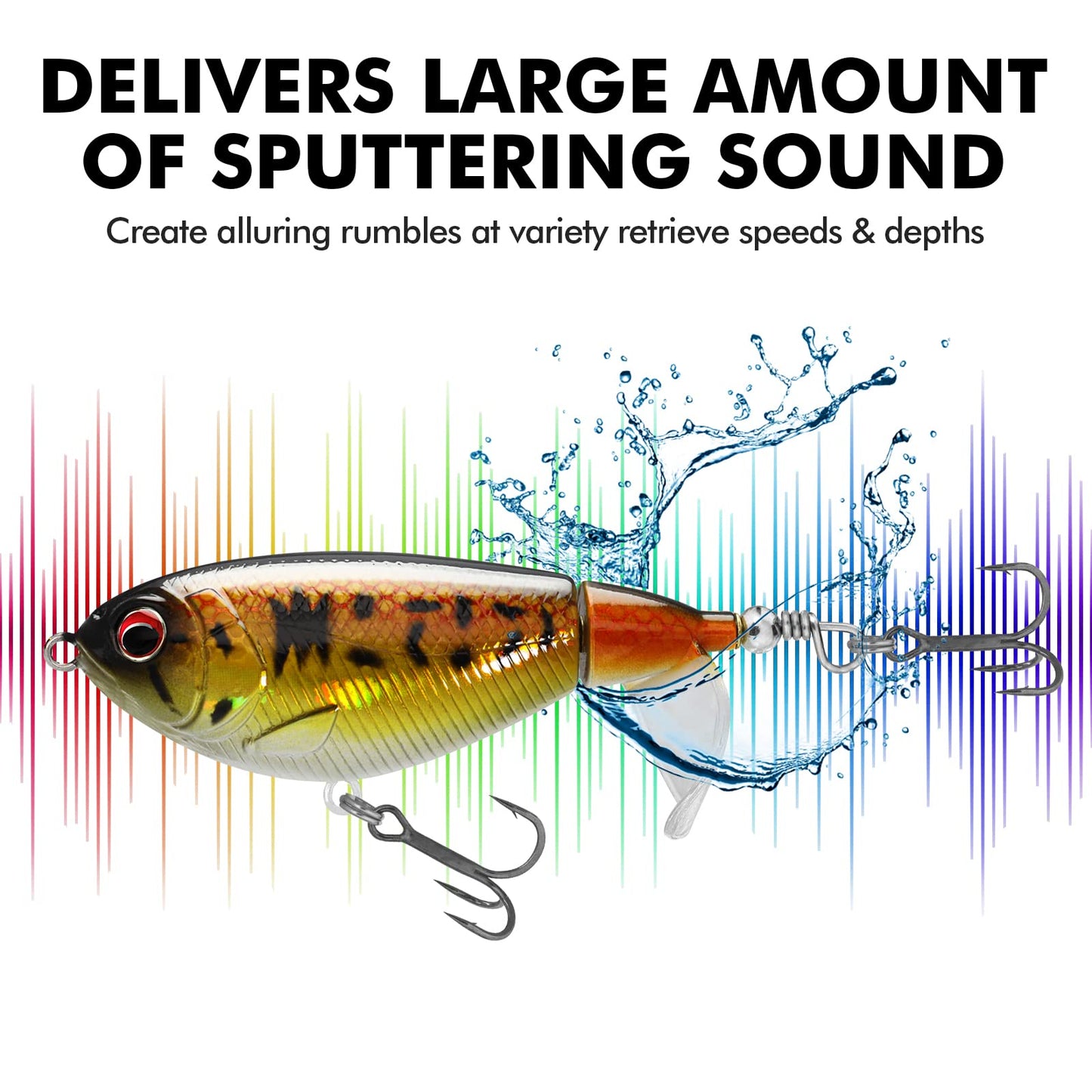 TRUSCEND Fishing Lures for Bass Trout Double Floating Rotating Tail Topwater Whopper Swimbaits Bass Lures Freshwater Saltwater Bass Fishing Plopper Lures Kit Lifelike Fishing Gifts for Men