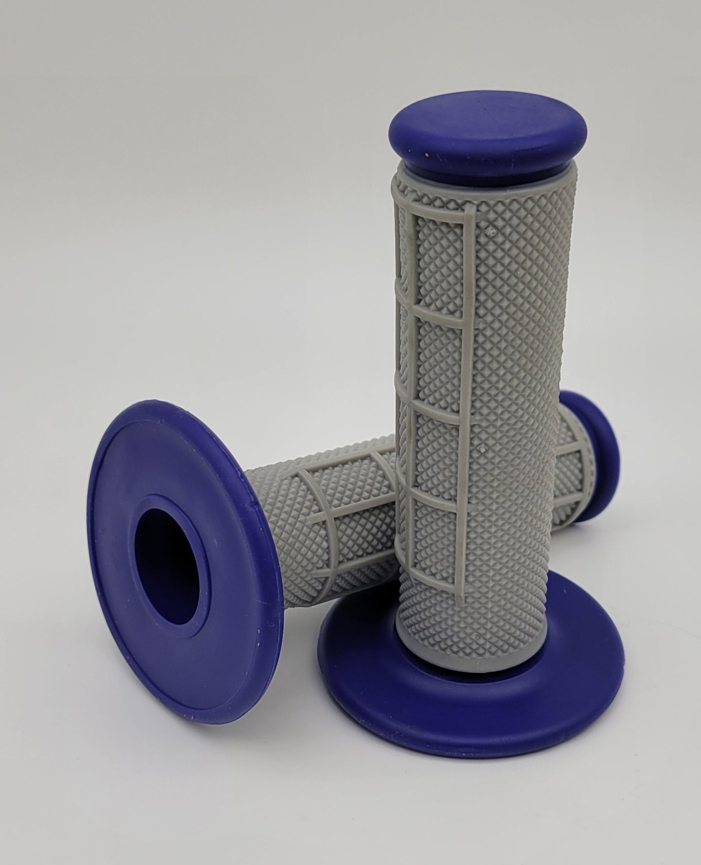 BLUE & GREY 1/2 WAFFLE DUAL COMPOUND GRIPS MX DIRTBIKE