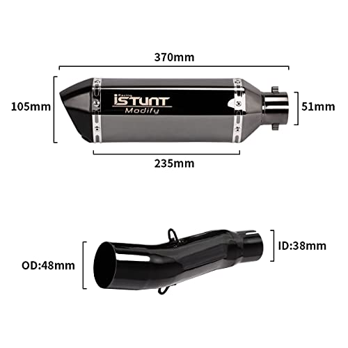 KAJIMOTOR Slip on Exhaust Motorcycle Muffler Silencer Tail Link Exhaust Midpipe System with Removable DB Killer for Honda CBR300R CB300F CBR300 CB300R CBR 300 2008-2018