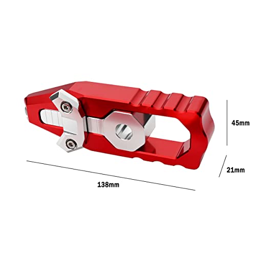 Canitu Chain Axle Adjuster Kit for Honda Grom's 2014-2021, CNC Billet Aluminum Motorcycle Chain Adjusting Tool Rear Axle Swingarm Spool Chain Adjuster Tensioner Mods (Red)