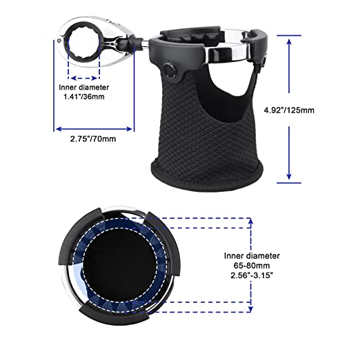 LEXIN LX-C3 Motorcycle Cup Holder with 360°Swivel Ball-Mount, Large Boat Drink Holder with Basket, Metal Handlebar Mount for Bike/ATV/Harley/Kayak/Canoe/Walker, Fits Handlebar 7/8'' to 1 1/4''