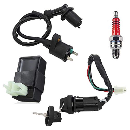 Complete Wiring Harness kit for ATV Quad 4 Four Wheelers GY6 50CC 70CC 110CC 125CC Go Kart Dirt Pit Bikes With Electrics Stator Coil CDI Wiring Harness Solenoid Relay Spark Plug by KAKO