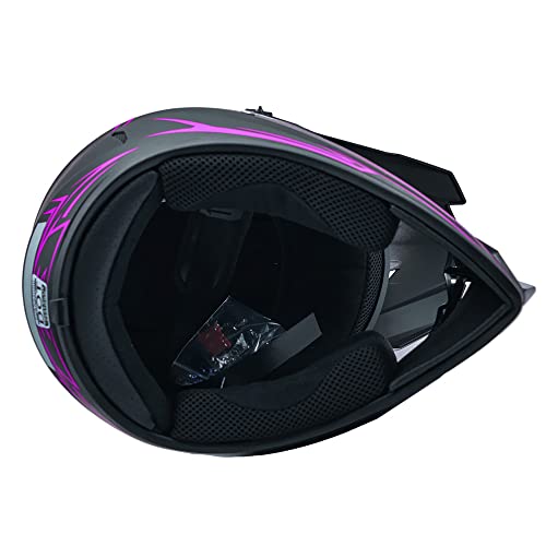 Motocross Helmet Fashion Youth Dirt Bike Helmet Unisex-Adult ATV Off-Road Mountain Bike Motorcycle Red Helmet DOT Approved (Purple-S)