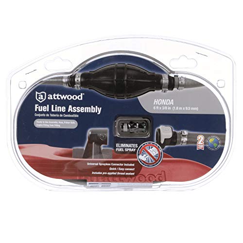 Attwood 93806HUS7 Honda Fuel Line Kit, 6 Feet Long, 3/8-Inch Diameter, Multi-Layer Low-Permeation Primer Bulb