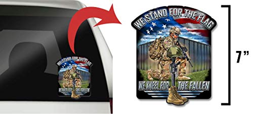 Skull Society - We Stand for The Flag We Kneel for The Fallen 7 inch Patriotic All Weather Decal Sticker for Cars, Trucks, Motorcycles & Laptops - Sticks to All Flat Surfaces Including Car Windows