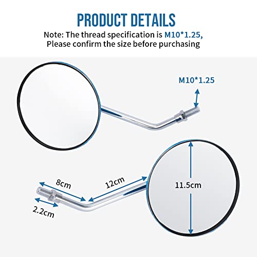 Motoparty Motorcycle Mirrors,Rear View Mirror, M10×1.25, for Honda CB125S CT70 MT125 MT250 XL100 XL125 XL175 XL70 CT125 SL100 SL125 CB CT MT XL SL