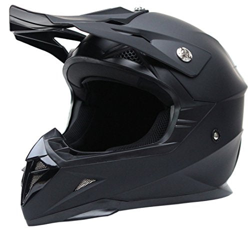 Motorcycle Motocross ATV Helmet DOT Approved - YEMA Helmet YM-915 Motorbike Moped Full Face Off Road Crash Cross Downhill DH Four Wheeler MX Quad Dirt Bike Helmet for Adult Men Women - Matte Black,S
