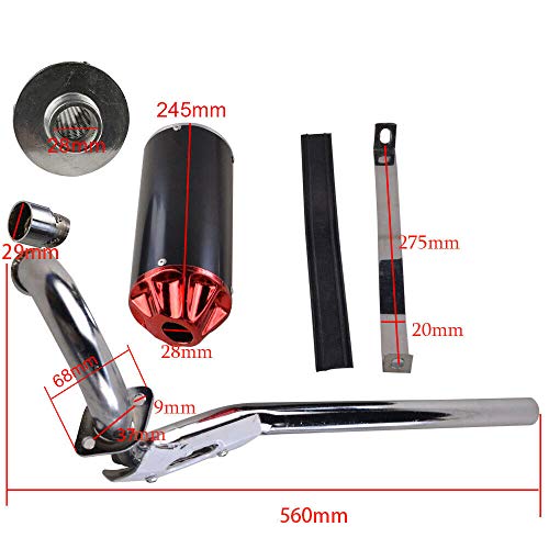 FLYPIG BLACK/RED HIGH PERFORMANCE AFTERMARKET Racing Muffler Exhaust Pipe System kit For Honda XR50 CRF50 XR CRF 50 Chinese 70 110 125cc SDG TAOTAO COOLSTER PIT BIKE EX16 Pit Dirt Bikes