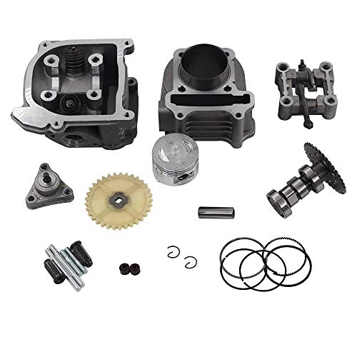 GY6 Cylinder Rebuild Kits Kymlaa 100cc Big Bore Kit for 69mm Valve 49CC 50CC 139QMB Moped Scooter Engine 50mm Bore Upgrade Set with 6pin Racing CDI Ignition Coil Performance Spark Plug Clutch Spring