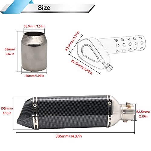 Motorcycle Slip On Exhaust Muffler,1.5-2" Carbon Fiber Unversal Exhaust Slip on Silencers & Mufflers For Dirt Bike Street Bike Scooter ATV Racing Exhaust Pipes