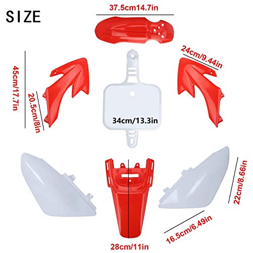 CRF50 Plastic Kit Red White XR50 Plastic Fender Kit ,Crf50 Plastic kit Set,compatible with HONDA XR 50 CRF 50 SDG SSR 107 110 125 Pit Dirt Bike M PS03- by Lucky Seven