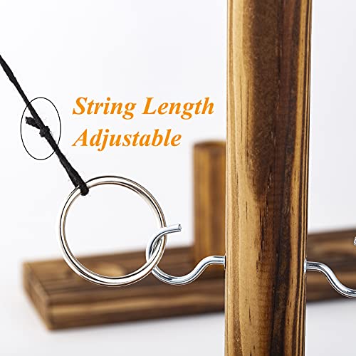Cling Ring Toss Game for Adults and Kids ( Large Size and Screw Fixed ), Handcrafted Wooden Ring Toss with Shot Ladder for Indoor or Outdoor Interactive Activity Games