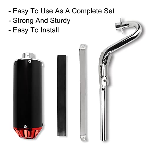 FLYPIG BLACK/RED HIGH PERFORMANCE AFTERMARKET Racing Muffler Exhaust Pipe System kit For Honda XR50 CRF50 XR CRF 50 Chinese 70 110 125cc SDG TAOTAO COOLSTER PIT BIKE EX16 Pit Dirt Bikes