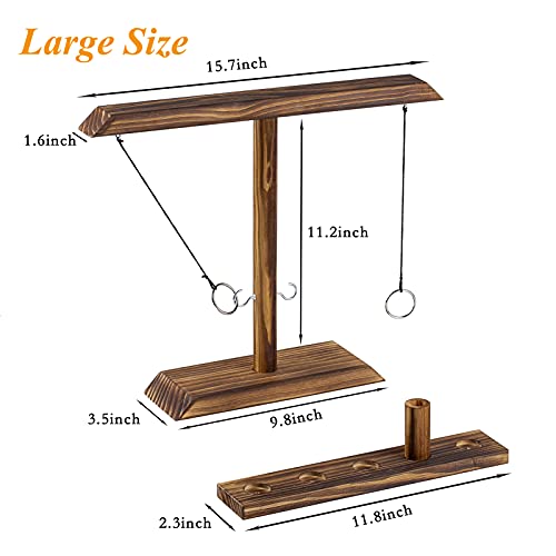 Cling Ring Toss Game for Adults and Kids ( Large Size and Screw Fixed ), Handcrafted Wooden Ring Toss with Shot Ladder for Indoor or Outdoor Interactive Activity Games