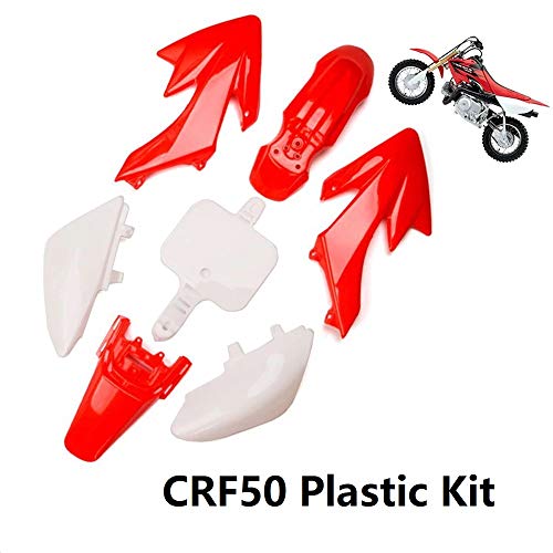 CRF50 Plastic Kit Red White XR50 Plastic Fender Kit ,Crf50 Plastic kit Set,compatible with HONDA XR 50 CRF 50 SDG SSR 107 110 125 Pit Dirt Bike M PS03- by Lucky Seven