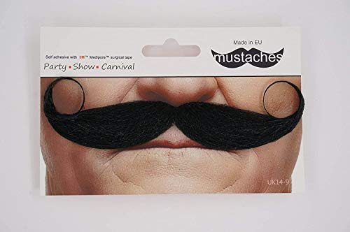 Mustaches Self Adhesive Fake Mustache, Novelty, Maestro False Facial Hair, Costume Accessory for Adults, Black Color