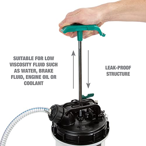 OEMTOOLS 24938 10 Quart (2.5 Gallons) Manual Fluid Extractor, Manual and Pneumatic Oil Extractor, Fluid Vacuum Extractor, Vacuum Evacuator