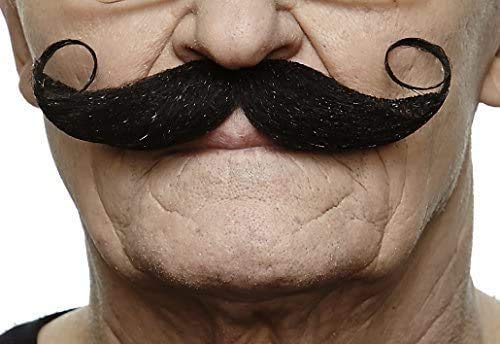 Mustaches Self Adhesive Fake Mustache, Novelty, Maestro False Facial Hair, Costume Accessory for Adults, Black Color