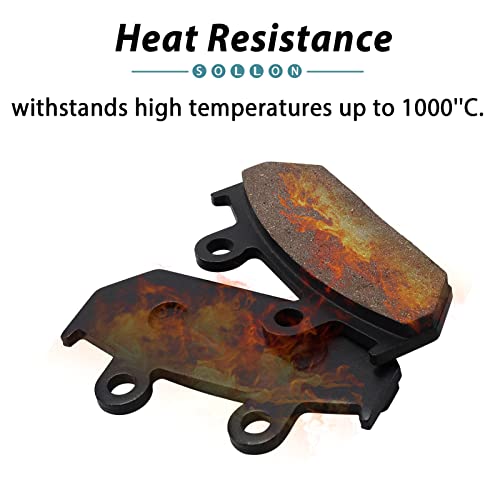 SOLLON Front and Rear Brake Pads for Honda GL 1500 Goldwing 1500 SE L GL1500 GL1500SE L GL1500A Aspencade GL1500I Interstate 1988-2000