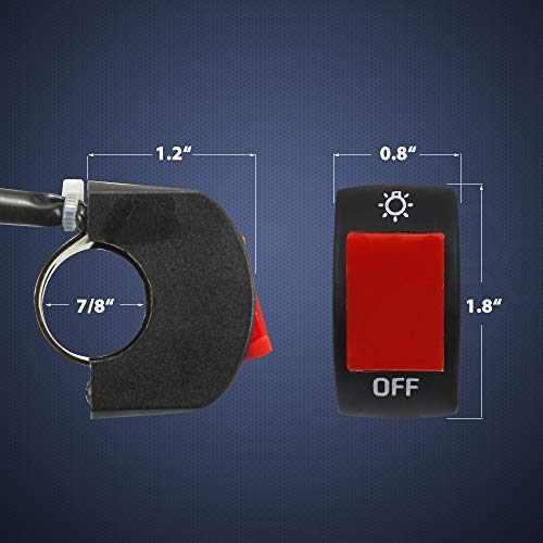 1 Piece Motorcycle Headlight Switch Handlebar Toggle Switch with On Off Push Button for U5 U7 U2 Motorcycles Scooter Electrombile Motorbike-7/8inch 22mm(Red)