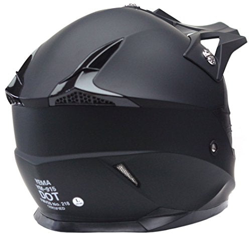 Motorcycle Motocross ATV Helmet DOT Approved - YEMA Helmet YM-915 Motorbike Moped Full Face Off Road Crash Cross Downhill DH Four Wheeler MX Quad Dirt Bike Helmet for Adult Men Women - Matte Black,S