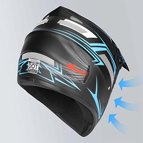 Yesmotor Youth Kids Motocross Helmet Full Face Motorcycle Dirt Bike Off-Road Mountain Bike BMX MX ATV Helmet- DOT Approved with(Gloves Goggles Mask) 4Pcs Set (Blue,M)