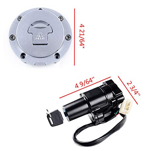 AMOPA Compatible with Honda '04-'07 CBR 1000RR '03-'06 600RR Full Set Ignition Switch Seat Fuel Gas Tank Cap with Lock Key