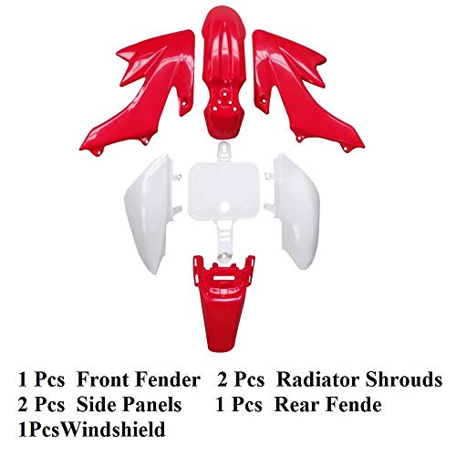 CRF50 Plastic Kit Red White XR50 Plastic Fender Kit ,Crf50 Plastic kit Set,compatible with HONDA XR 50 CRF 50 SDG SSR 107 110 125 Pit Dirt Bike M PS03- by Lucky Seven