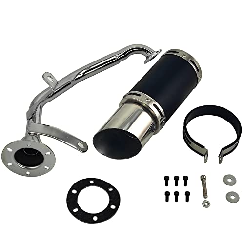Exhaust System Scooter Carbon Fiber Design Short Performanc for GY6 125cc 150cc 152QMI 157QMJ 4 Stroke Chinese Scooter Moped Go Kart ATV