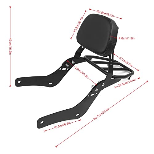 Worldmotop Motorcycle Sissy Bar Backrest Rear Passenger Seat for Honda Rebel CMX1100 CMX 1100 2021 2022 Detachable Backrest (for CMX1100-A)