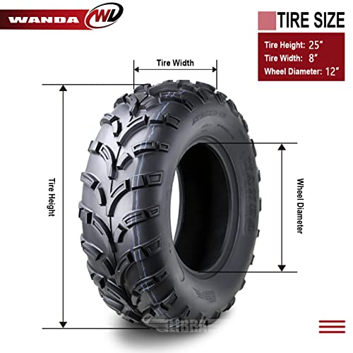 Set of 2 New WANDA ATV/UTV Tires 25x8-12 /6PR P373 - 10243 …