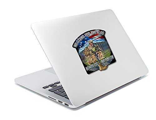 Skull Society - We Stand for The Flag We Kneel for The Fallen 7 inch Patriotic All Weather Decal Sticker for Cars, Trucks, Motorcycles & Laptops - Sticks to All Flat Surfaces Including Car Windows