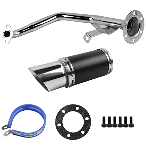 Exhaust System Scooter Carbon Fiber Design Short Performanc for GY6 125cc 150cc 152QMI 157QMJ 4 Stroke Chinese Scooter Moped Go Kart ATV
