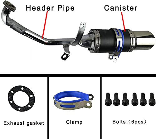 Exhaust System Scooter Carbon Fiber Design Short Performanc for GY6 125cc 150cc 152QMI 157QMJ 4 Stroke Chinese Scooter Moped Go Kart ATV