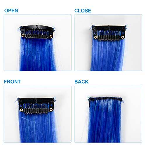 BEAHOT 32 PCS Colored Clip in Hair Extensions 20 Inch Rainbow Long Straight Hairpieces Clip in Synthetic, Halloween Cosplay Dress Up Fashion Party Christmas New Year Gift for Women Kids Girls