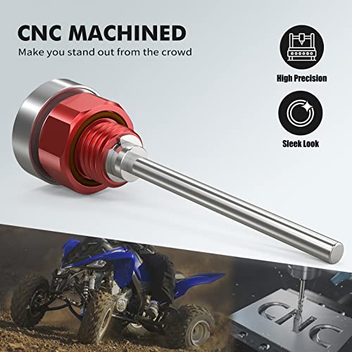 NICECNC Red Engine Oil Dipstick with Temperature Gauge Compatible with Yamaha Raptor 660R 2001-2005 Raptor 700 2006-2021 2022 2023, Raptor 700R 2006-2021 2022 2023 YFZ 450 2004-2013