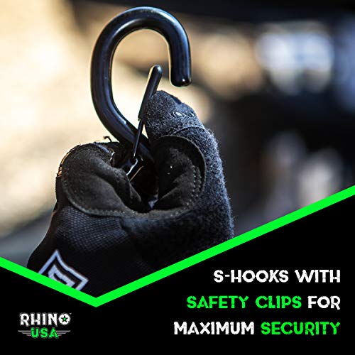 RHINO USA Ratchet Straps Tie Down Kit, 5,208 Break Strength - Includes (4) Heavy Duty Rachet Tiedowns with Padded Handles & Coated Chromoly S Hooks + (4) Soft Loop Tie-Downs