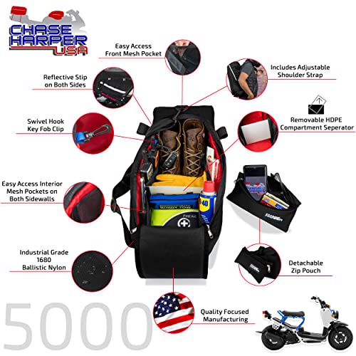 Chase Harper USA 5000 Honda Ruckus Under The Seat Bag - Compatible with All Honda Ruckus Model Years - Water and Tear-Resistant Industrial Grade Ballistic Nylon - Black