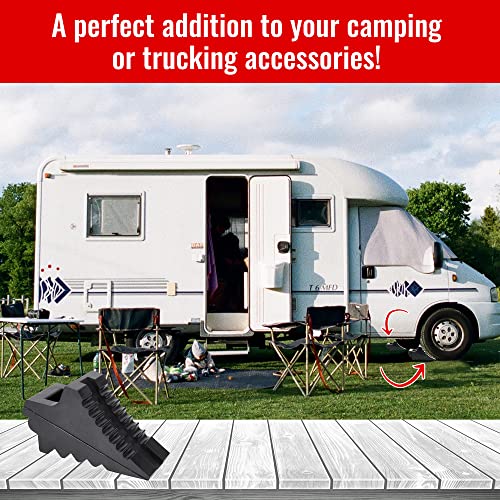 AFA Tooling - Set of 2 Wheel Chocks | Heavy Duty Rubber Wedge for Front and Back Tires | Quick Grip Ribbed Design, Ergonomic Carry Handles | Chock Block for Your Camper, Trailer, RV, Truck, Car or ATV