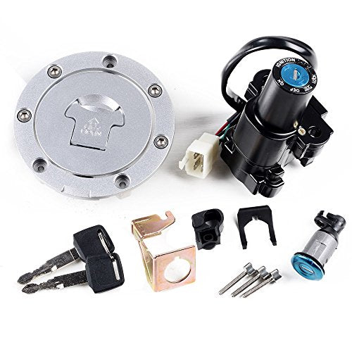AMOPA Compatible with Honda '04-'07 CBR 1000RR '03-'06 600RR Full Set Ignition Switch Seat Fuel Gas Tank Cap with Lock Key