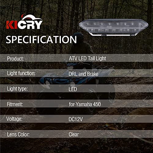 Led Tail Light Brake Assembly for Yamaha 2006-2009 YFZ450 5TG-84710-21-00 (Clear Lens)