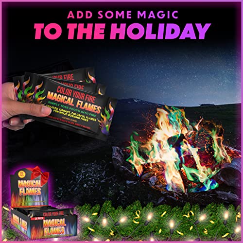 Magical Flames Fire Color Changing Packets - Fire Pit, Campfires, Outdoor Fireplaces - Hue-Changing Cosmic Flame Powder - Color Fire Camping Accessories for Kids & Adults - 50 Pack