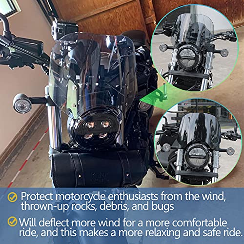 Midimttop Motorcycle Compatible with Ho-n-da Rebel CMX 300 Rebel 500 CMX500 CMX300 Windshield Fairing Windscreen Protector 2017 2018 2019 2020 2021 2022(Light Smoke)