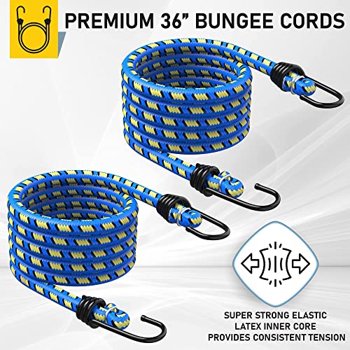 AUGO Ratchet Tie Down Straps –4 PK– 15 FT – 2,200 LB Break Strength – Safety Lock S Hooks –for Moving Cargo, Appliances, Lawn Equipment, Motorcycle – Includes 2 Bungee Cords, 4 Soft Loops, Storage Bag